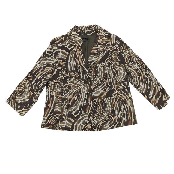 Rafaella Jackets & Blazers - EUC Rafaella Cheetah Swirl Jacket Cotton Blend Womens XL